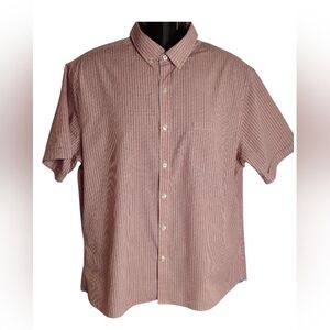 Van Heusen Plaid Shirt Short Sleeve Button Down Red White & Blue Men's Sz XL Q-1
